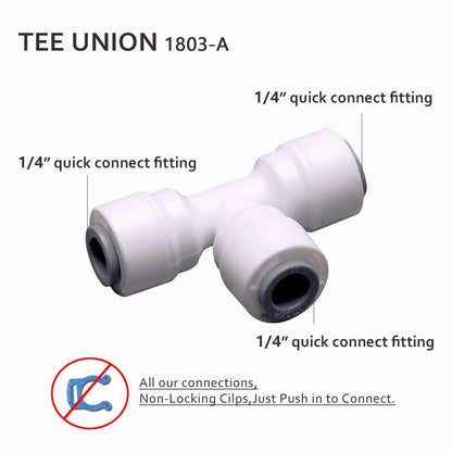 Push to Connect 1/4 inch Tubing, Plastic Tee Connector 1803-A