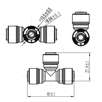 Push to Connect 1/4 inch Tubing, Plastic Tee Connector 1803-A