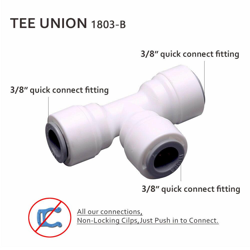 Push to Connect 3/8 inch Tubing, Plastic Tee Connector 1803-B