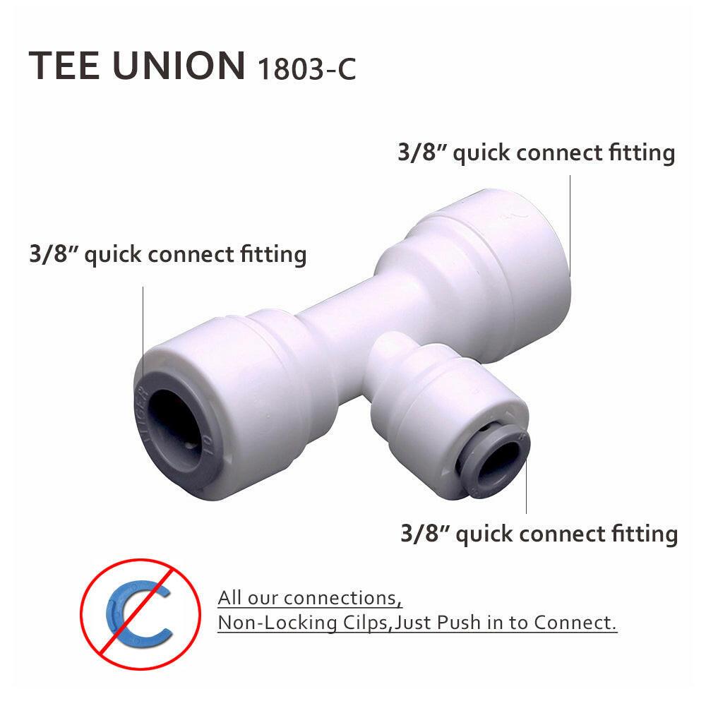 Push to Connect 3/8 x 1/4 x 3/8 inch Tubing, Plastic Tee Connector 1803-C