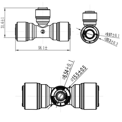 Push to Connect 3/8 x 1/4 x 3/8 inch Tubing, Plastic Tee Connector 1803-C