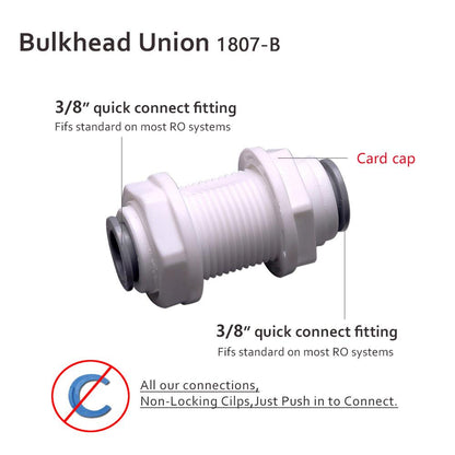 Bulkhead Union Quick Connect Fitting 3/8" Tubing OD 1807-B