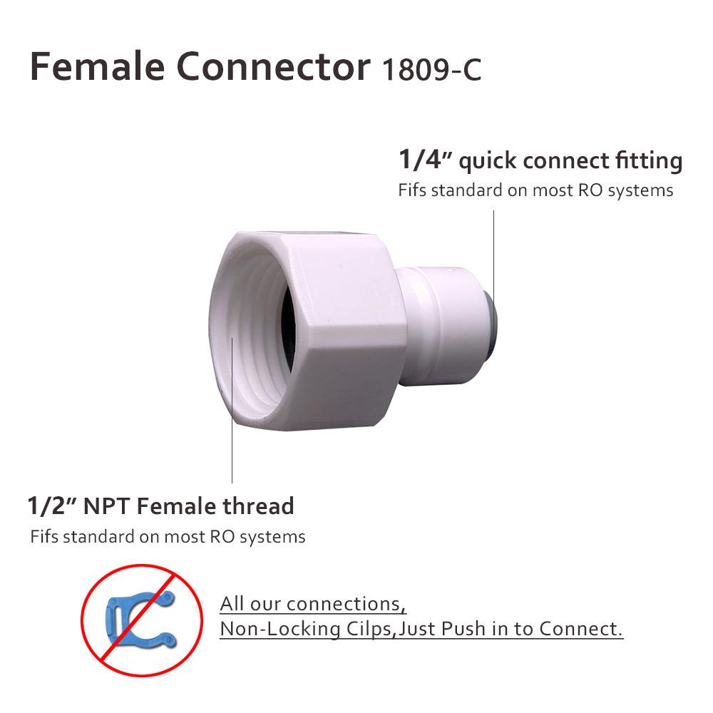 1/2 Inch NPT Female Threaded x 1/4 Inch Tubing OD Quick Connect 1809-C