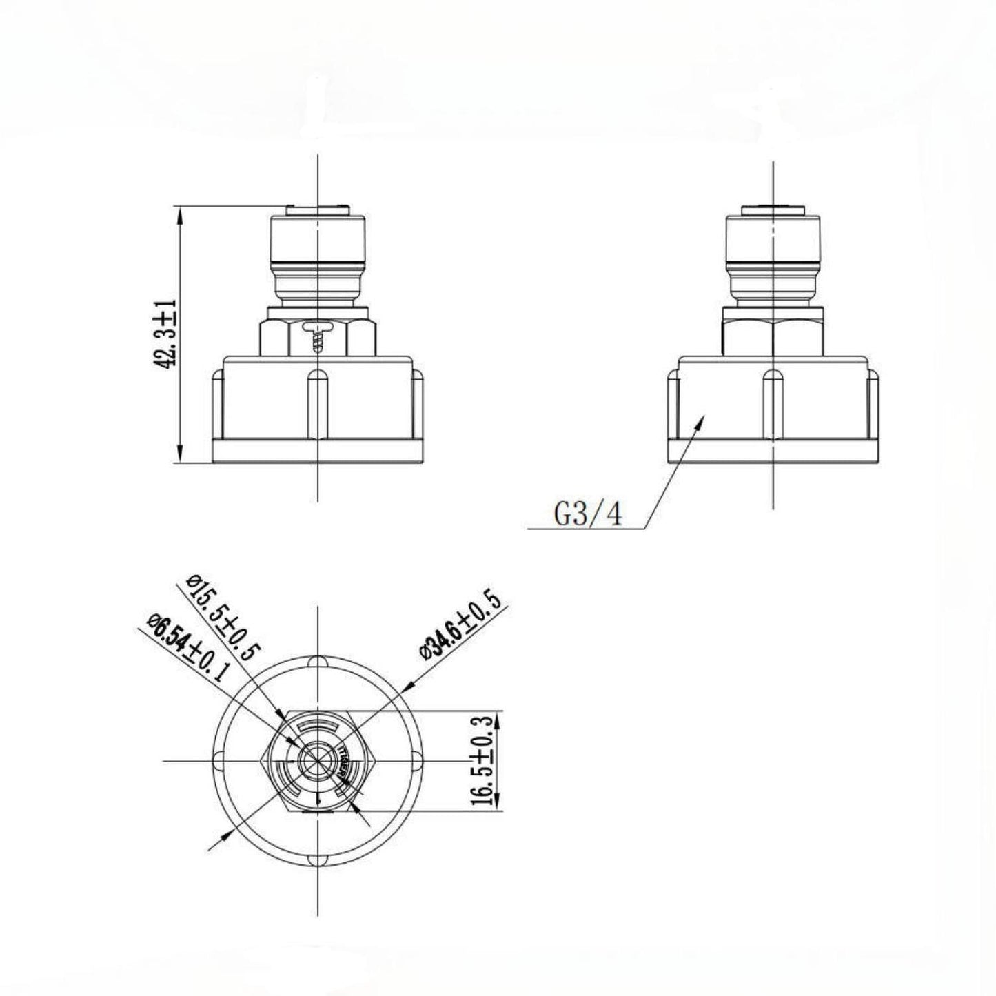 3/4 Inch NPT Female Threaded x 1/4 Inch Tubing OD Quick Connect 1809-D