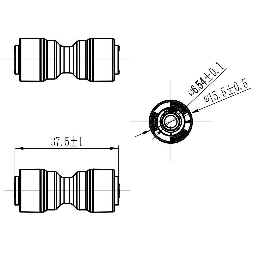 Push to Connect 1/4 inch Tubing, Plastic Inline Straight Union Connector 1810-A