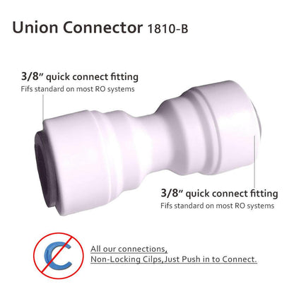 Raccord union droit en ligne en plastique pour tube de 1/4 po à pousser pour connecter 1810-A