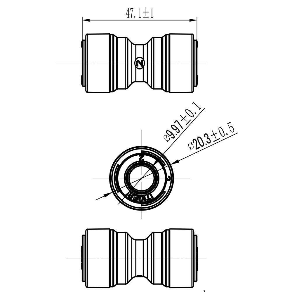 Raccord union droit en ligne en plastique pour tube de 1/4 po à pousser pour connecter 1810-A