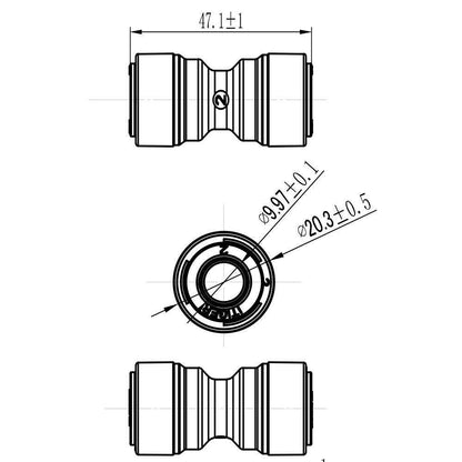 Raccord union droit en ligne en plastique pour tube de 1/4 po à pousser pour connecter 1810-A