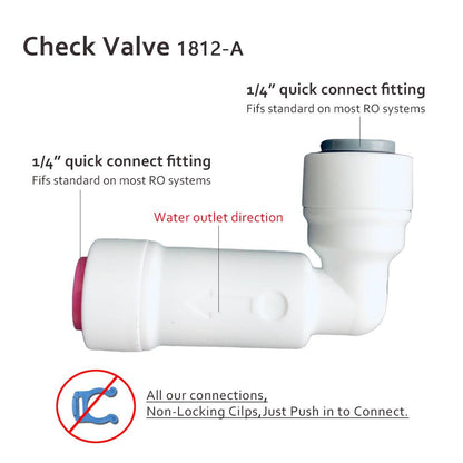 One Way Check Valve 1/4 Inch PE Tubing O.D.Use Push to Elbow Quick Connect Fittings 1812-A