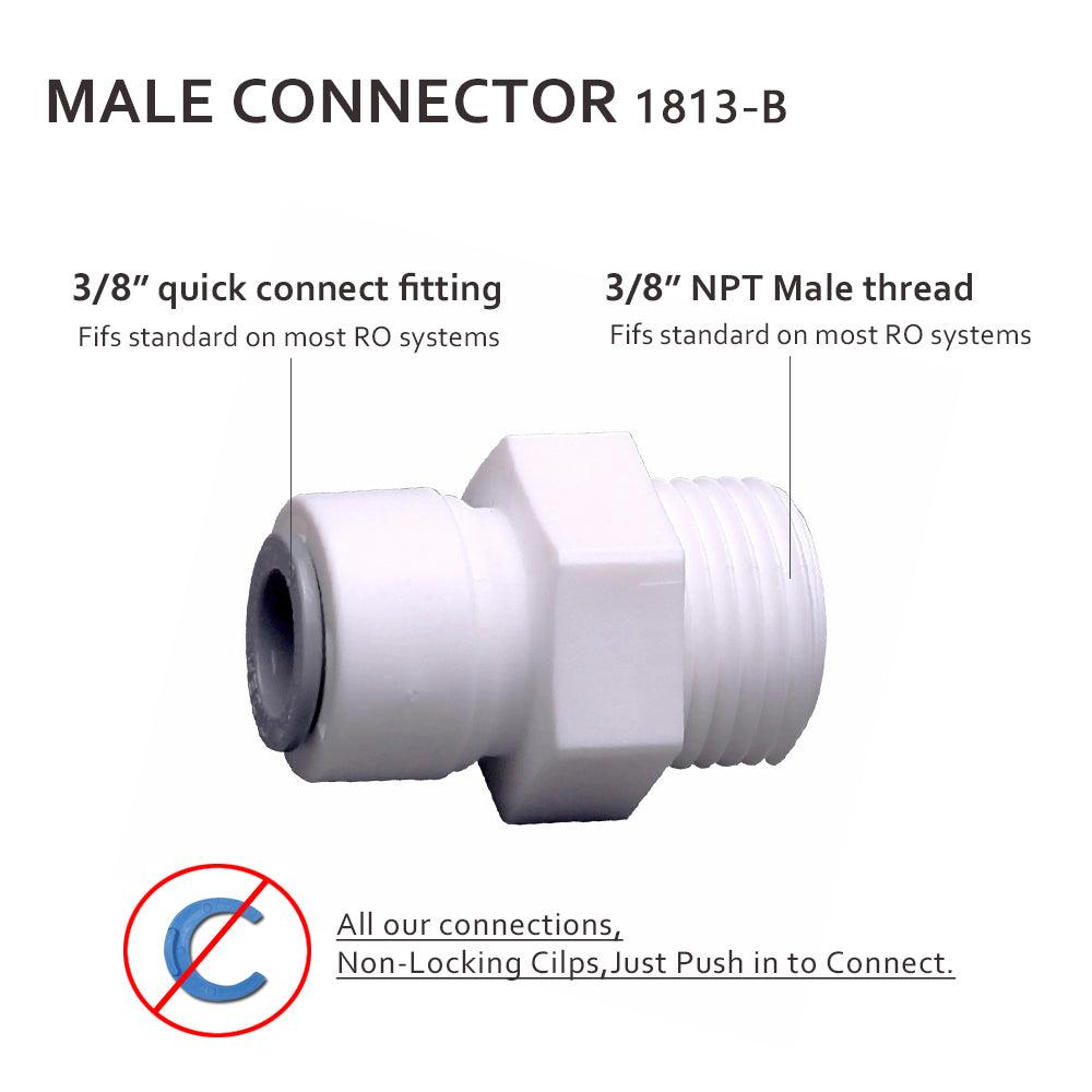 3/8 Inch NPT Male Threaded x 3/8 Inch Tubing OD Quick Connector 1813-B