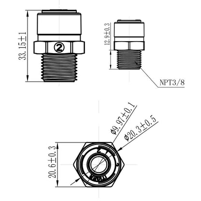 3/8 Inch NPT Male Threaded x 3/8 Inch Tubing OD Quick Connector 1813-B