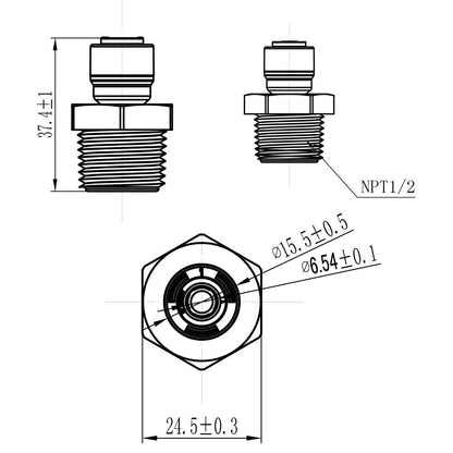 1/2 Inch NPT Male Threaded x 1/4 Inch Tubing OD Quick Connector 1813-D