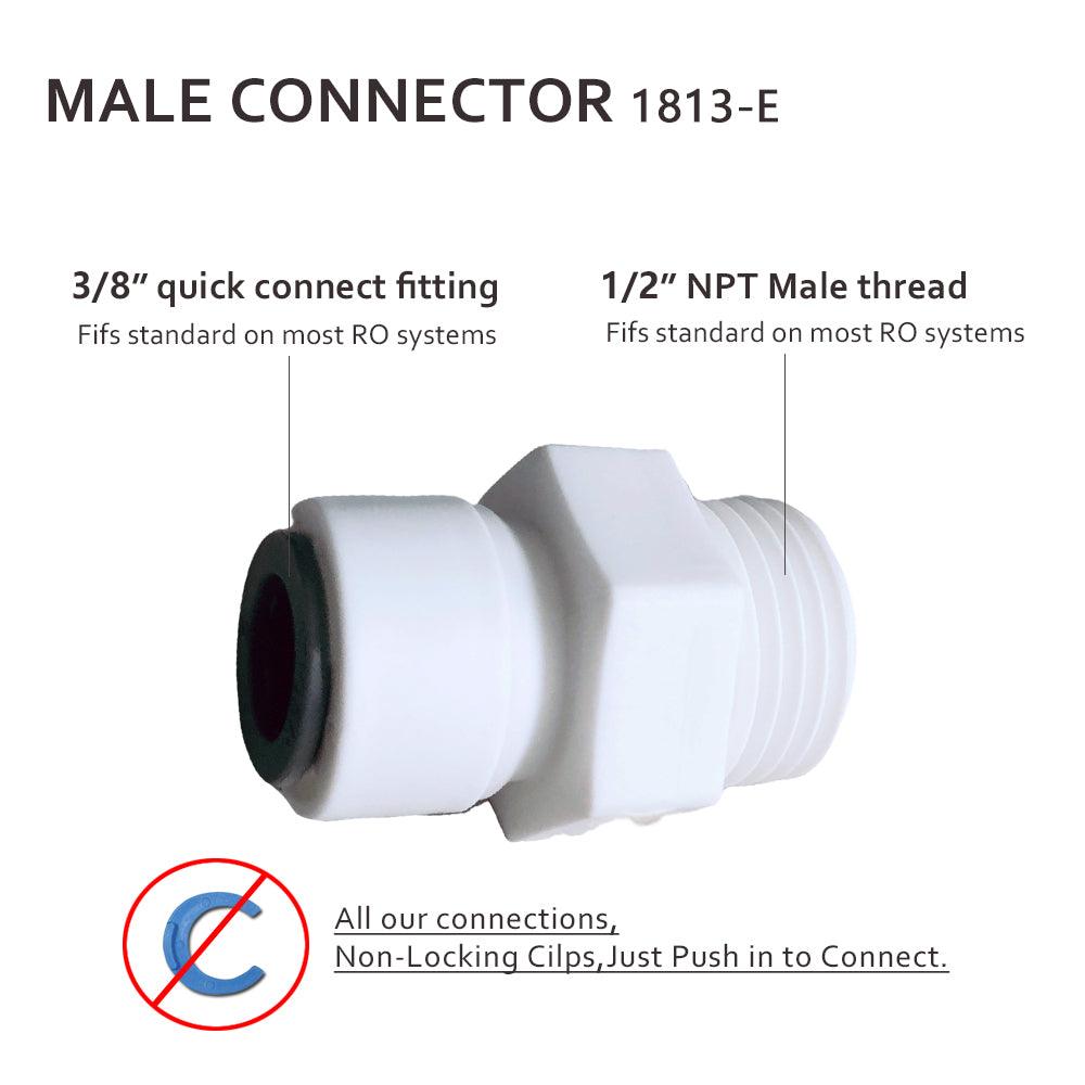 1/2 Inch NPT Male Threaded x 3/8 Inch Tubing OD Quick Connector 1813-E