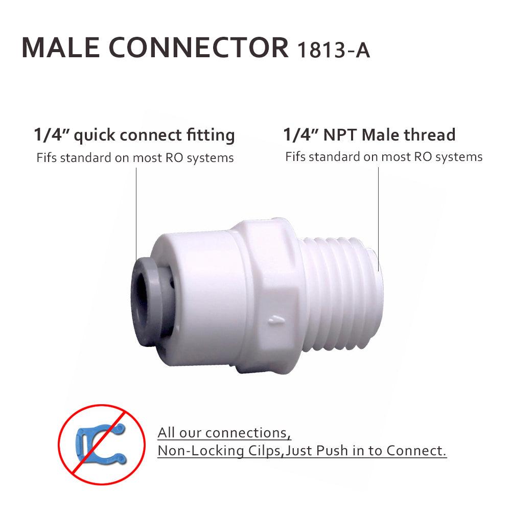 1/4 Inch NPT Male Threaded x 1/4 Inch Tubing OD Quick Connector 1813-A