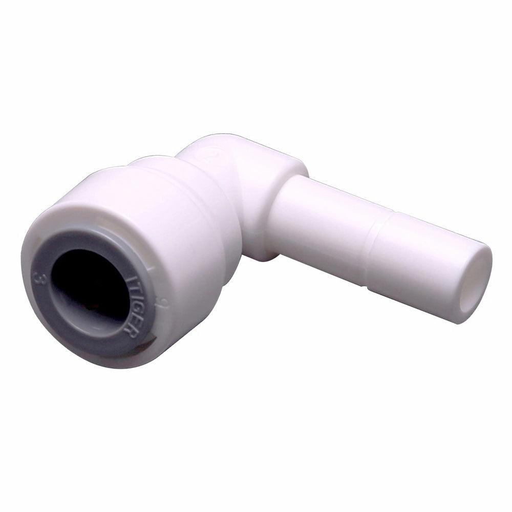 Push to Connect 3/8 inch Tubing x 3/8" Stem Plug , Plastic 90 degree elbow Connector 1814-B