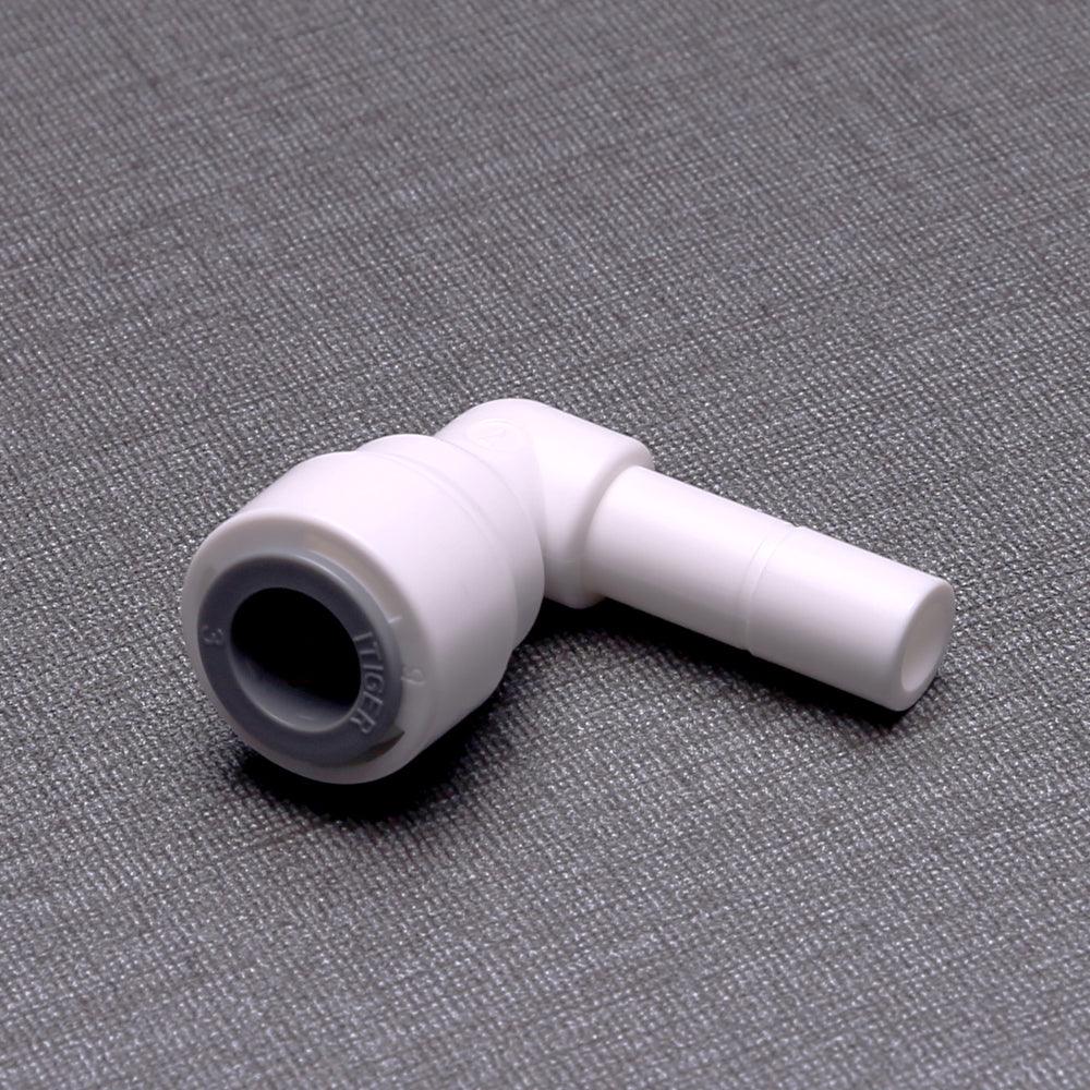 Push to Connect 3/8 inch Tubing x 3/8" Stem Plug , Plastic 90 degree elbow Connector 1814-B