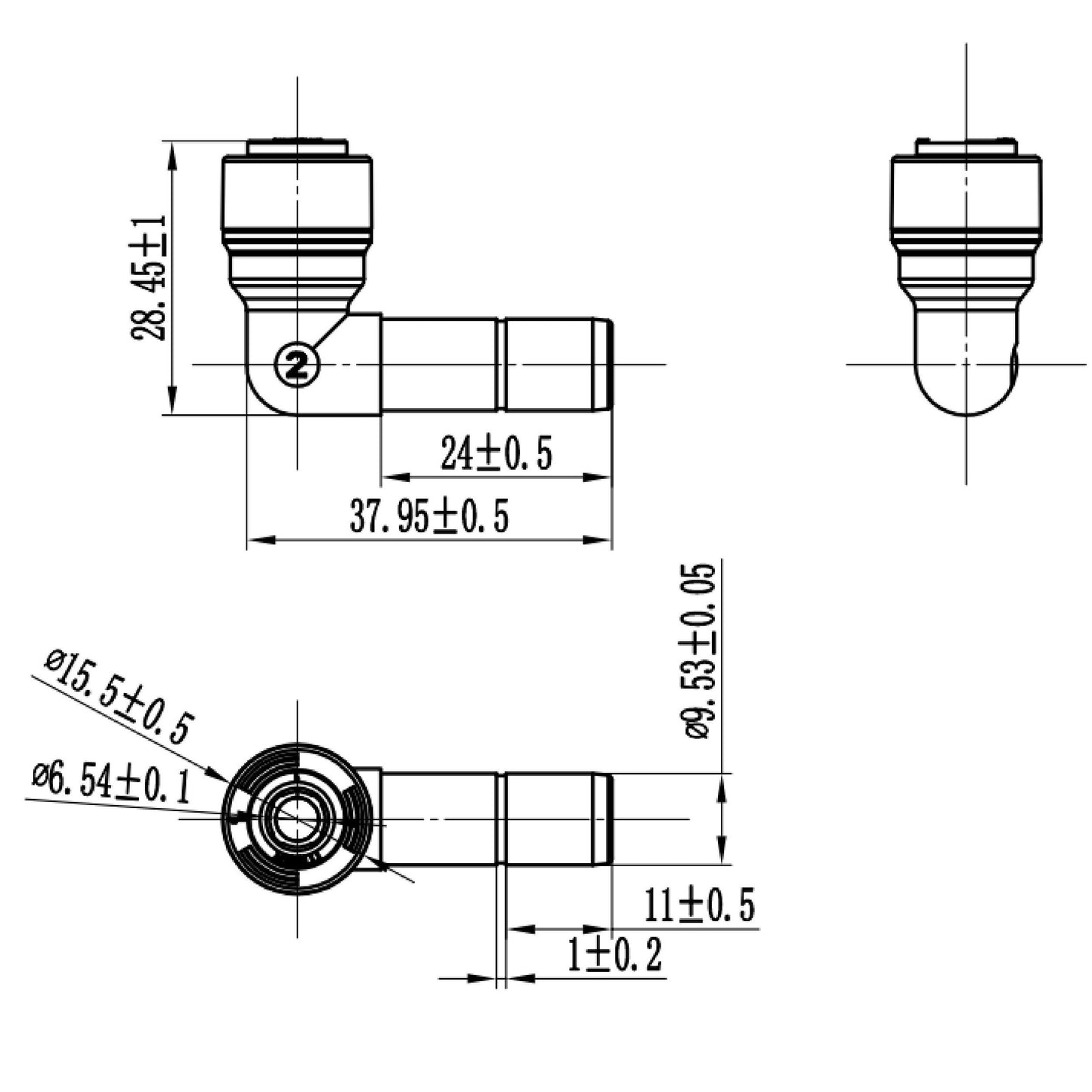 Push to Connect 1/4 inch Tubing x 3/8" Stem Plug , Plastic elbow Connector 1814-C