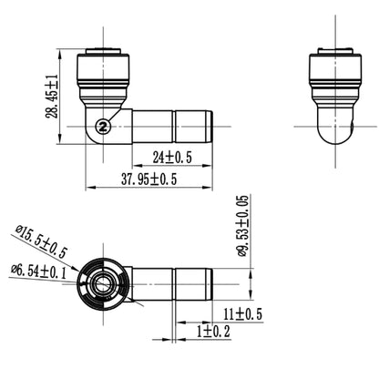 Push to Connect 1/4 inch Tubing x 3/8" Stem Plug , Plastic elbow Connector 1814-C