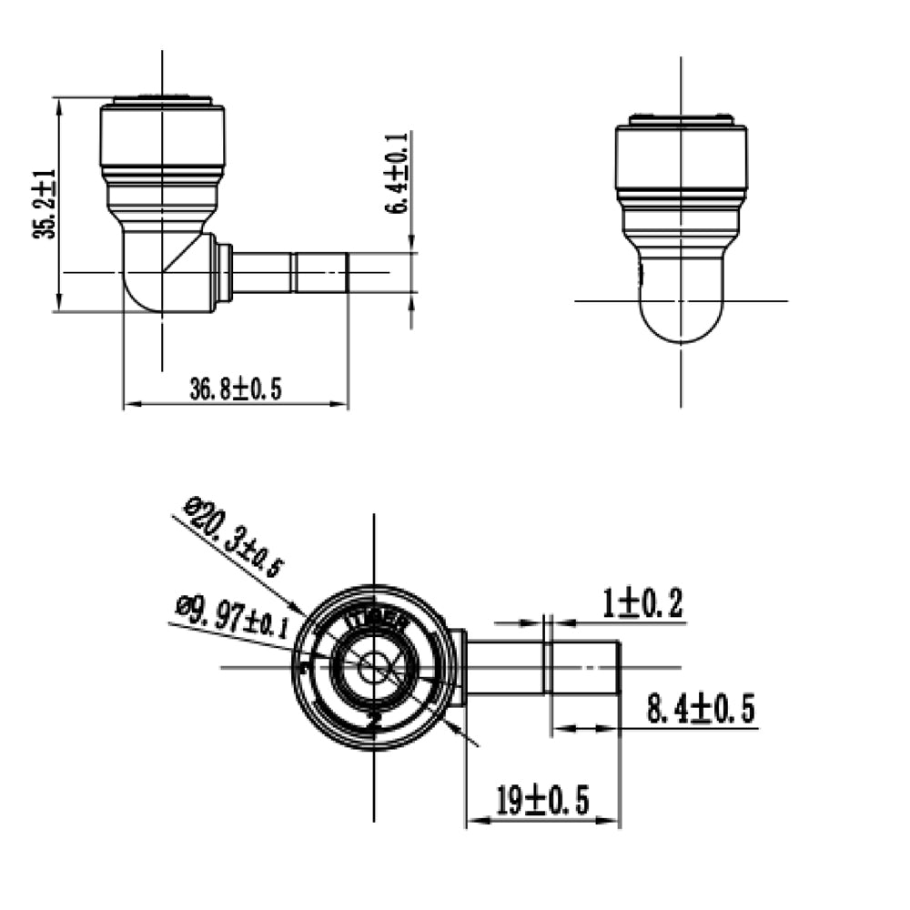 Push to Connect 3/8 inch Tubing x 1/4" Stem Plug , Plastic elbow Connector 1814-D