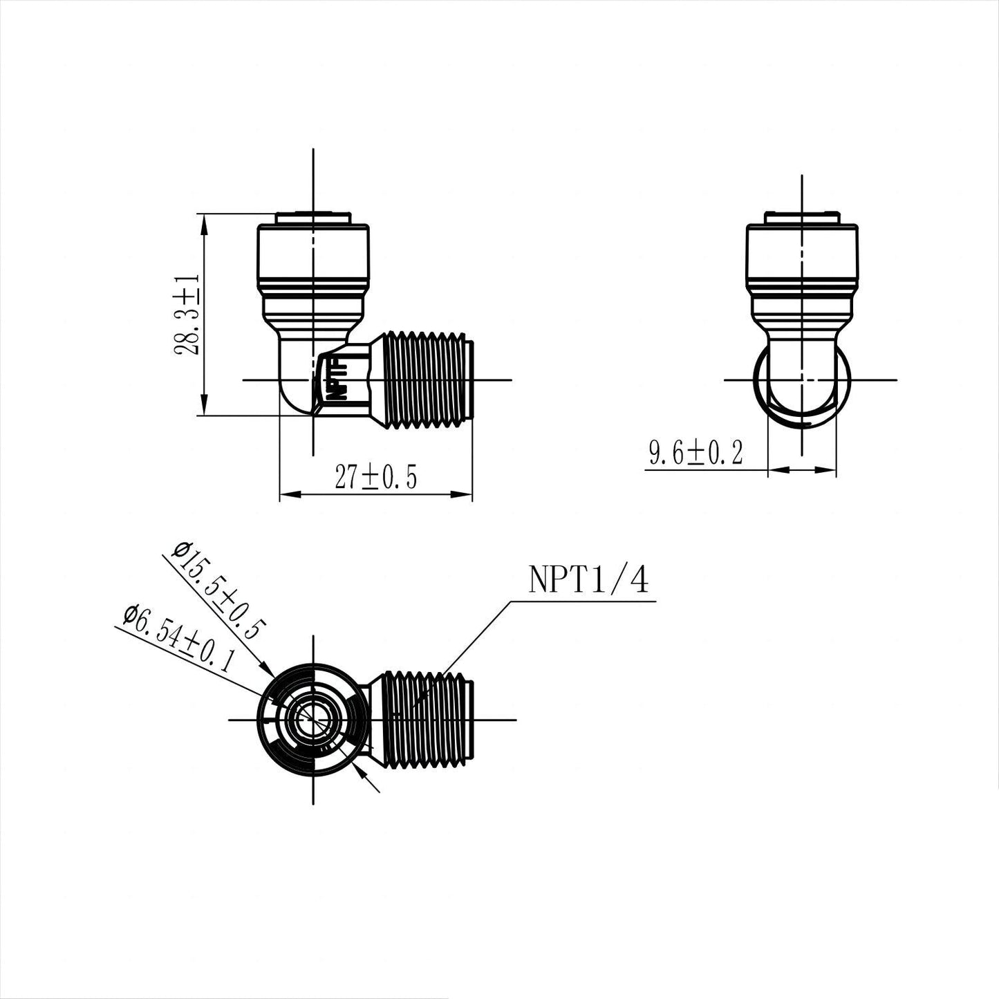 1/4 Inch NPT Male Threaded x 1/4 Inch Tubing OD Quick Elbow Connector 1817-A