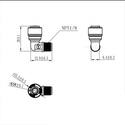 1/8 Inch NPT Male Threaded x 1/4 Inch Tubing OD Quick Elbow Connector 1817-E