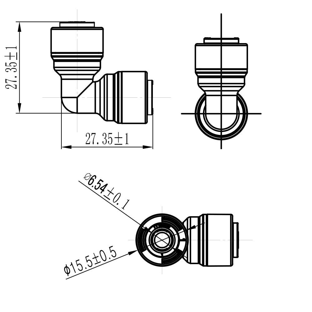 Raccord union droit en ligne en plastique pour tube de 1/4 po à pousser pour connecter 1810-A