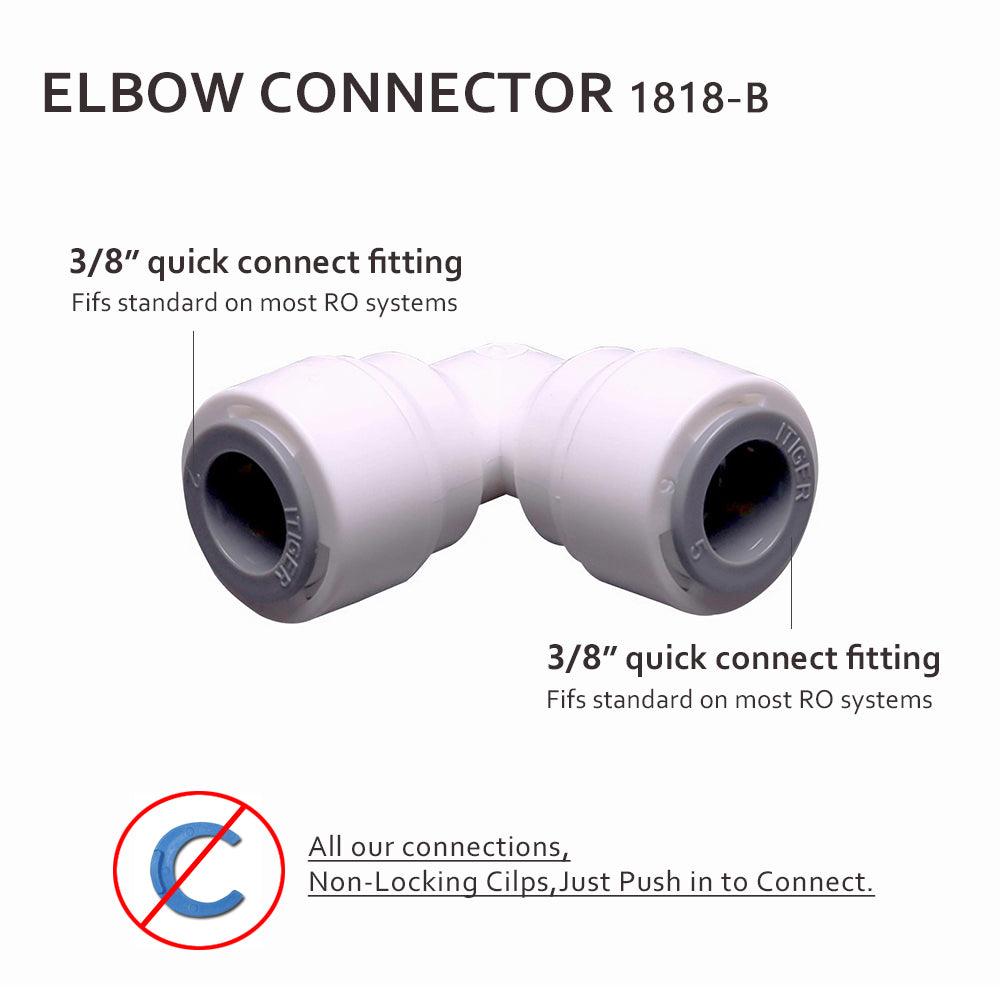 Push to Connect 3/8 inch Tubing , Plastic Inline Elbow Connector 1818-B