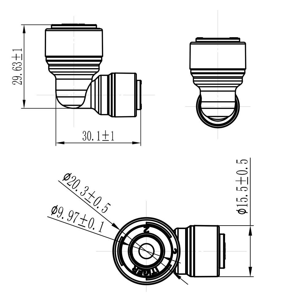 Push to Connect 1/4 x 3/8 inch Tubing, Plastic Inline Elbow Connector 1818-C