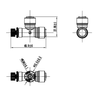 Control valve Elbow Union 1/4”  Quick Connect 1819-A