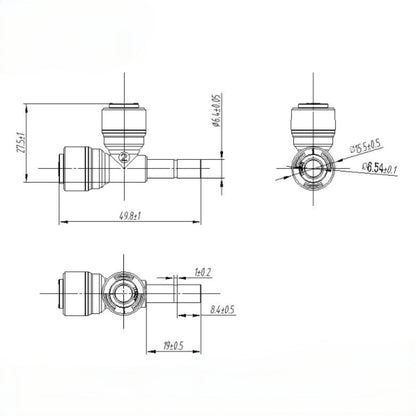 Side 1/4 stem Plug x 1/4 inch Tubing, Plastic Tee Connector 1820-A