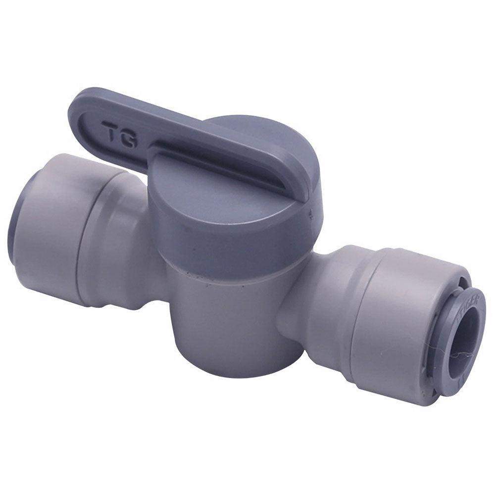 Push to Connect 3/8 Inch Shut Off Valve, Plastic Ball Valve Quick Connect 1825-B