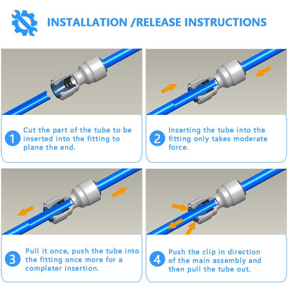 Raccord union droit en ligne en plastique pour tube de 1/4 po à pousser pour connecter 1810-A